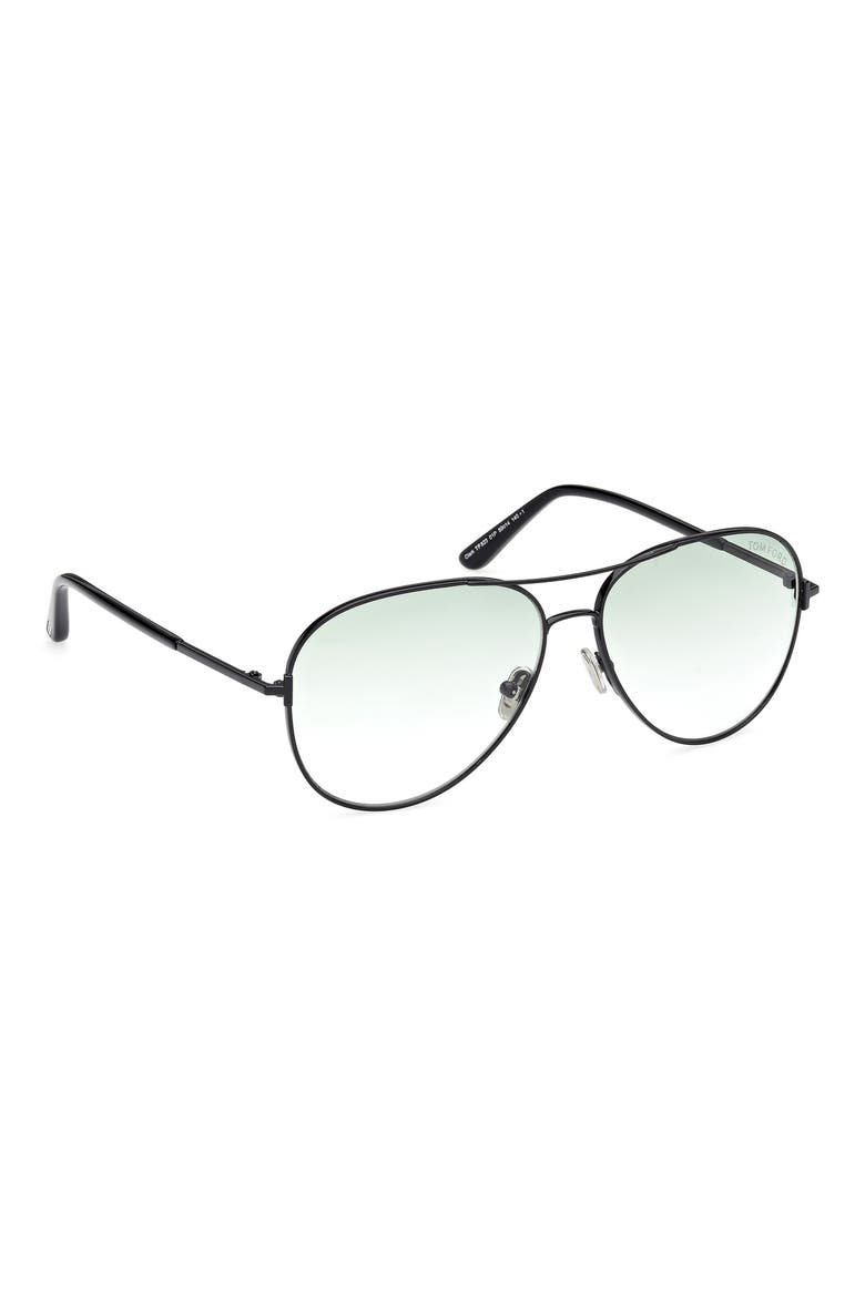 Clark 59mm Gradient Pilot Sunglasses, Alternate, color, SHINY BLACK / GRADIENT GREEN
