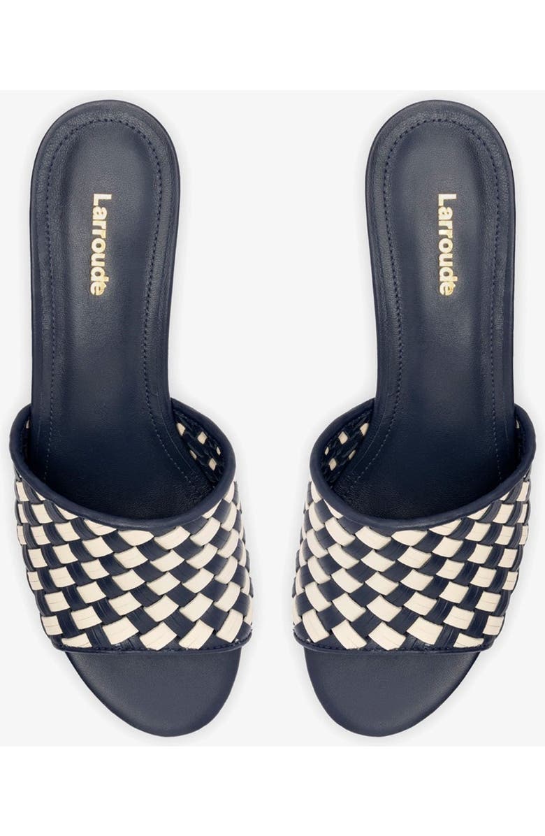 Larroudé Miso Platform Sandal In Navy and Ivory Leather, Alternate, color,