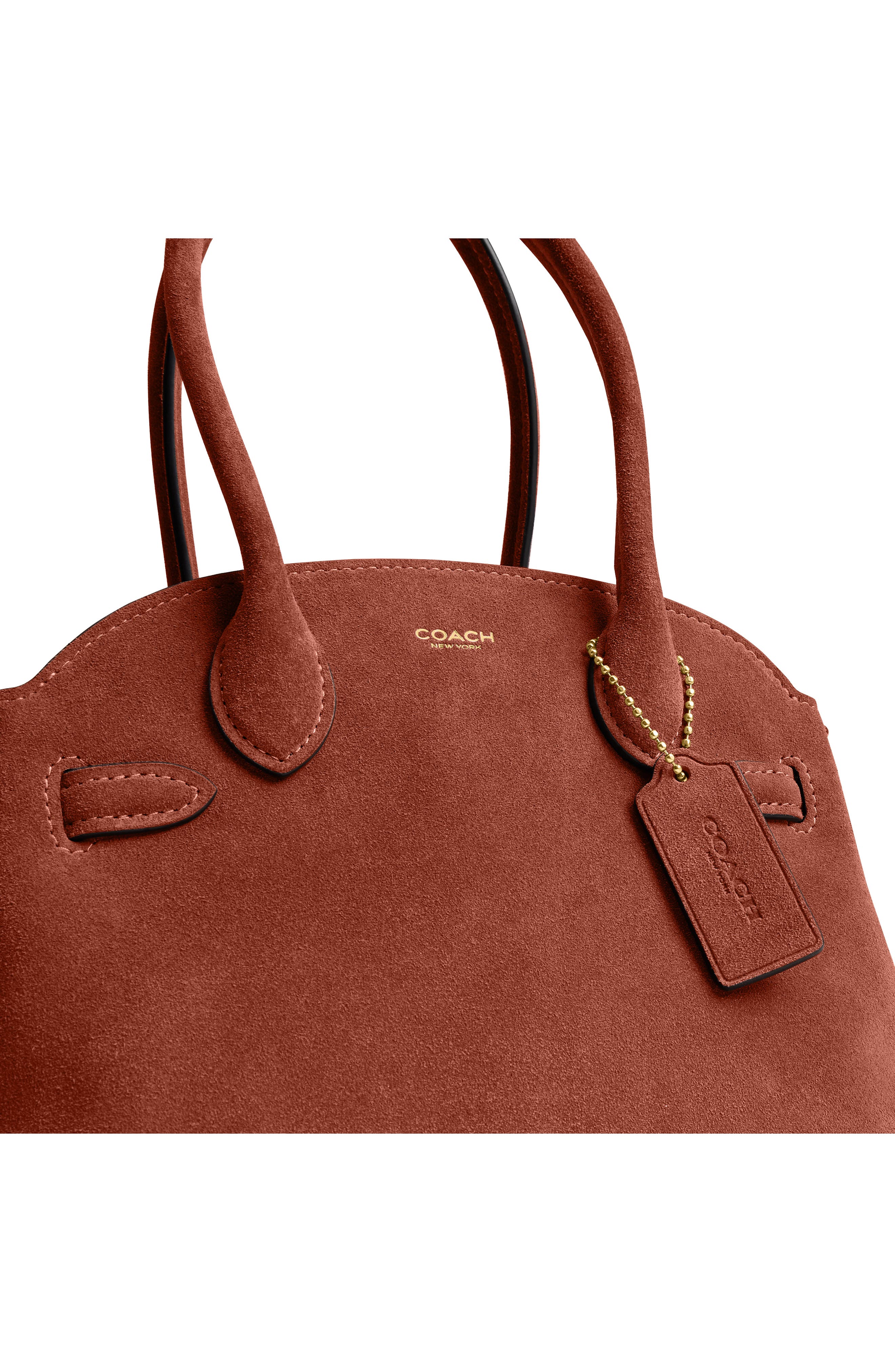 COACH Soft Empire 21 Suede Carryall Bag, Alternate, color, Clay