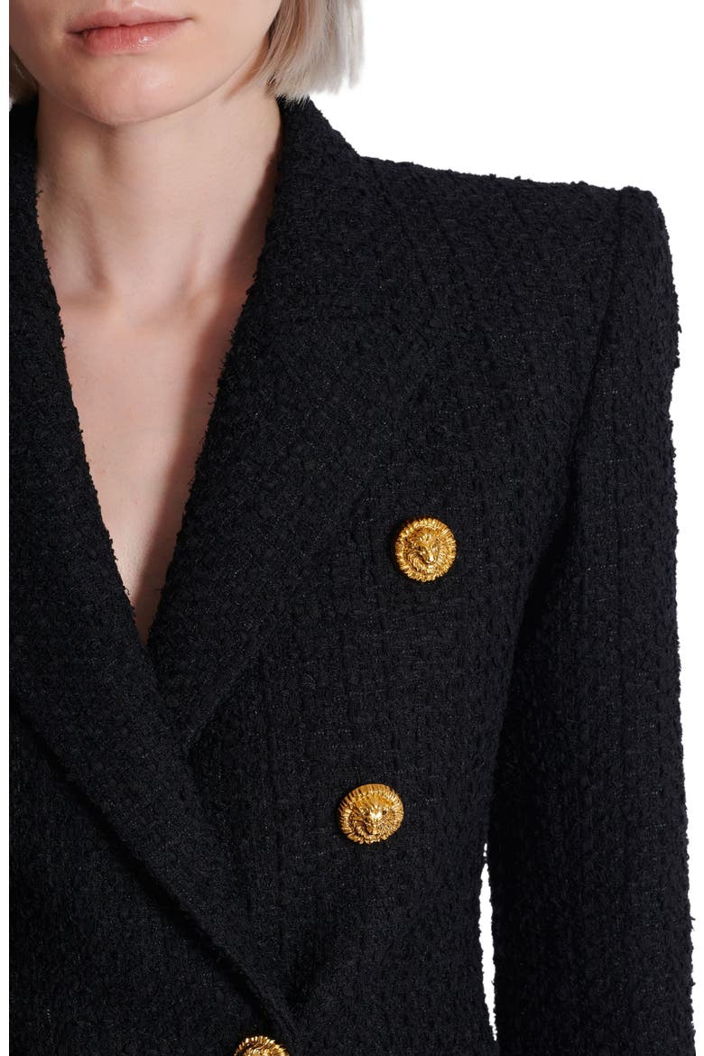 6-button tweed jacket, Alternate, color, black