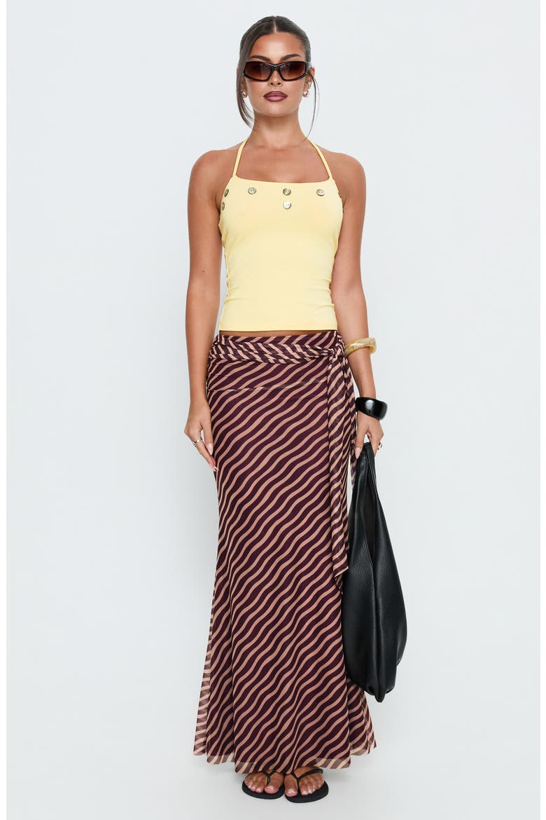 Caviar Stripe Tie Waist Maxi Skirt, Alternate, color, BROWN STRIPE