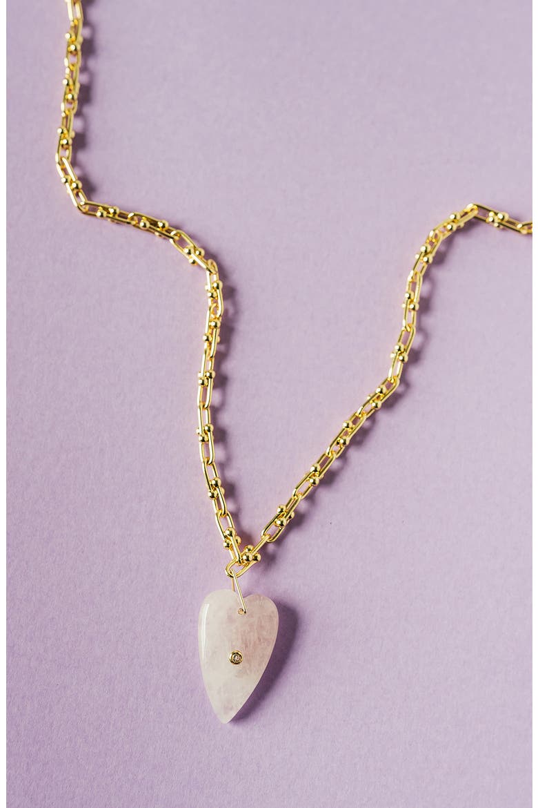 Heart of Stone Pendant Necklace, Alternate, color, GOLD