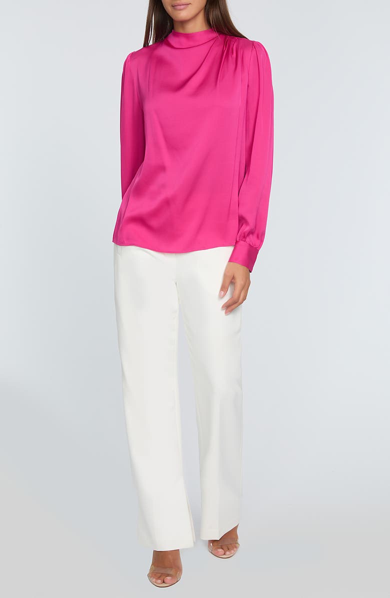 Elie Tahari The Tien Mock Neck Top, Alternate, color, Haute Pink