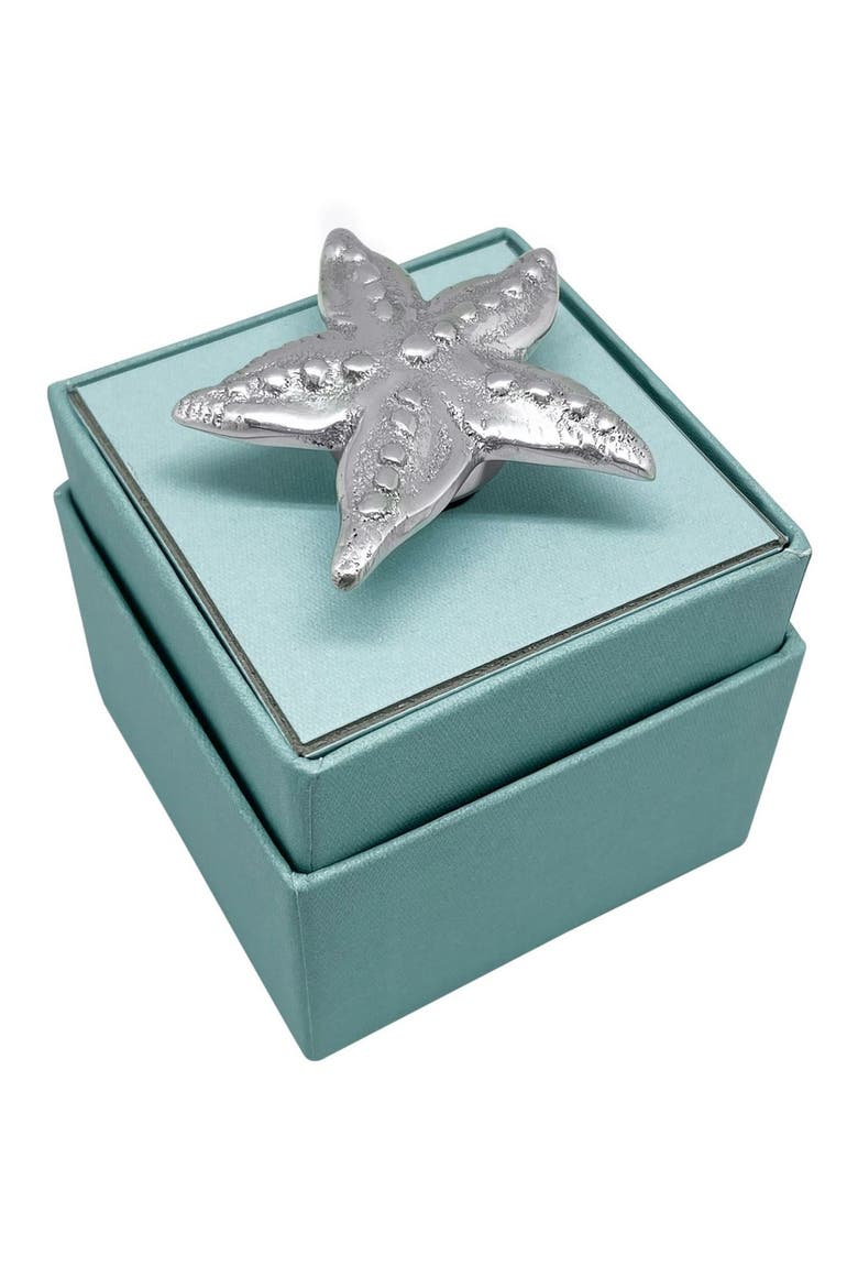 Starfish Flat Bottle Stopper, Alternate, color, SILVER