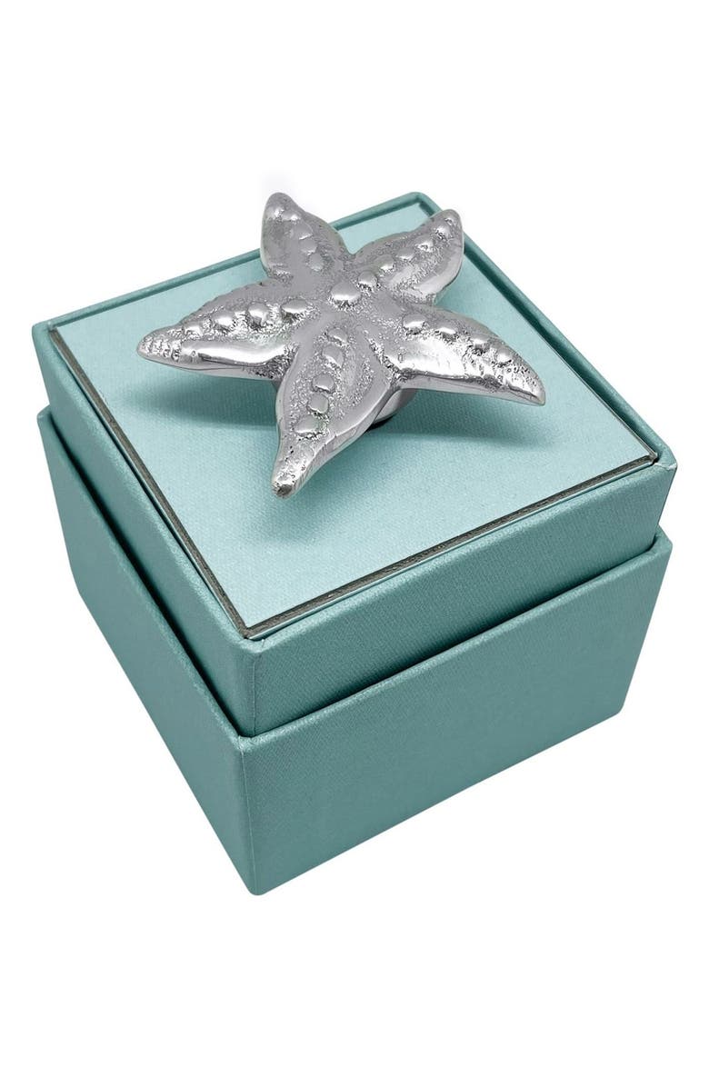 Mariposa Starfish Flat Bottle Stopper, Alternate, color, Silver