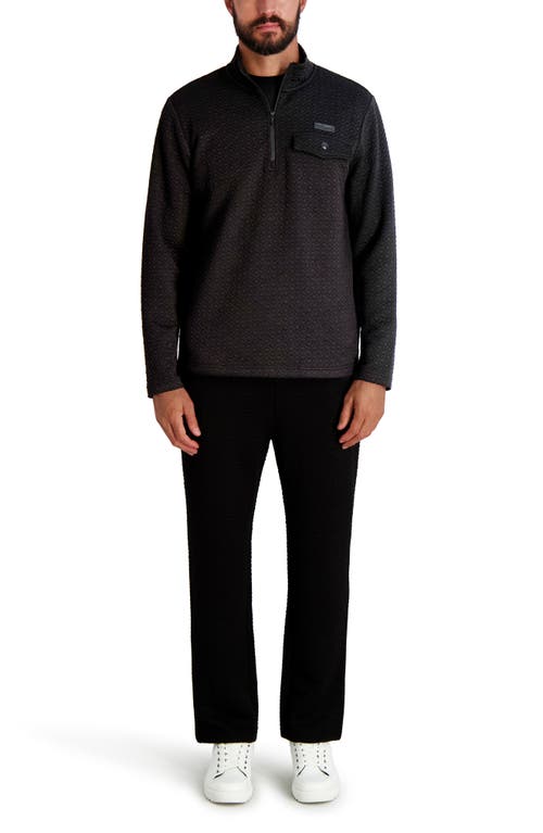 Karl Lagerfeld Paris Quilted Quarter Zip Pullover In Black