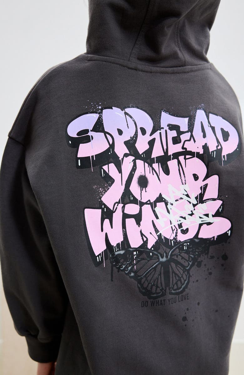 NEXT Kids' Cotton Graphic Hoodie & Print Leggings Set, Alternate, color, Multi Black