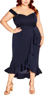 City Chic The Hypnotise Faux Wrap Midi Dress