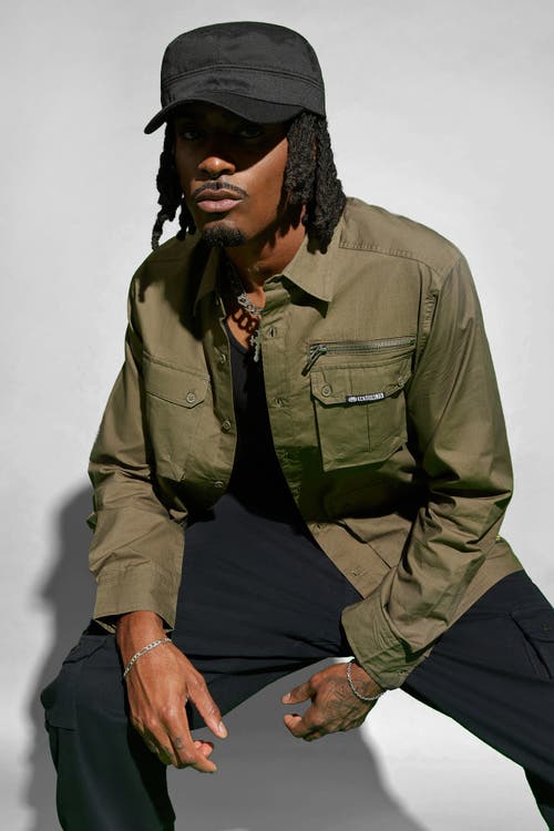 Ecko Unltd Commander Woven Shirt In Olive