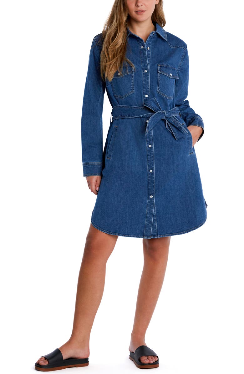 Wash Lab Denim Marie Belted Denim Shirtdress, Alternate, color, Marie Blue