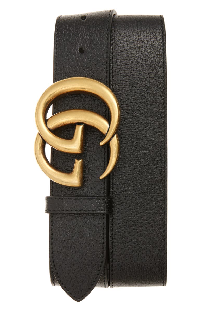 Gucci GG Logo Buckle Leather Belt, Main, color,