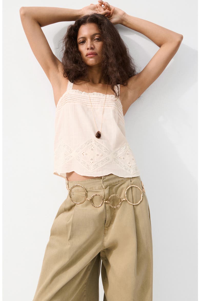 Pleated Embroidered Camisole, Alternate, color, PASTEL PINK