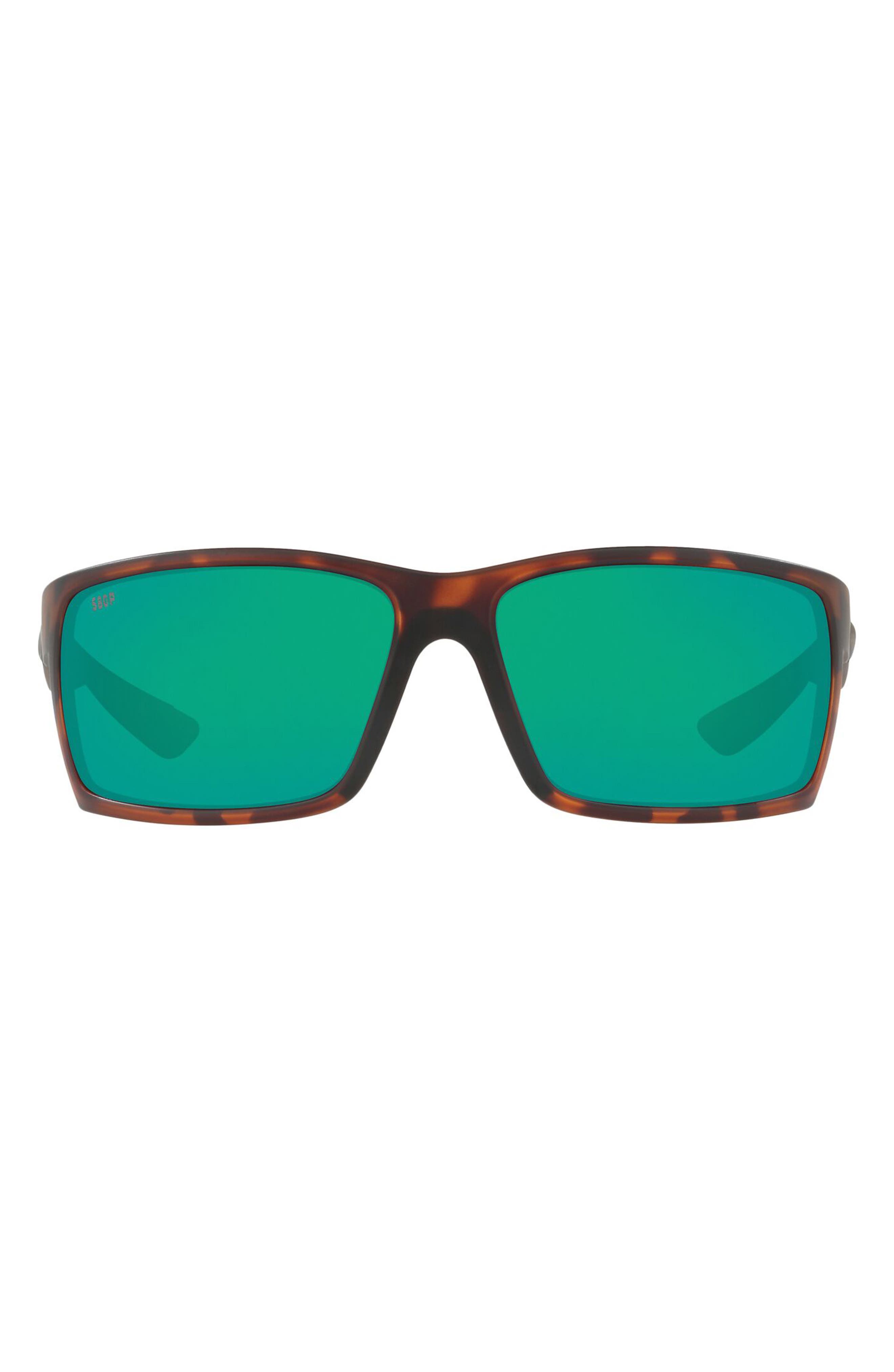 Costa Del Mar 64mm Mirrored Polarized Rectangular Sunglasses in Tort Green 