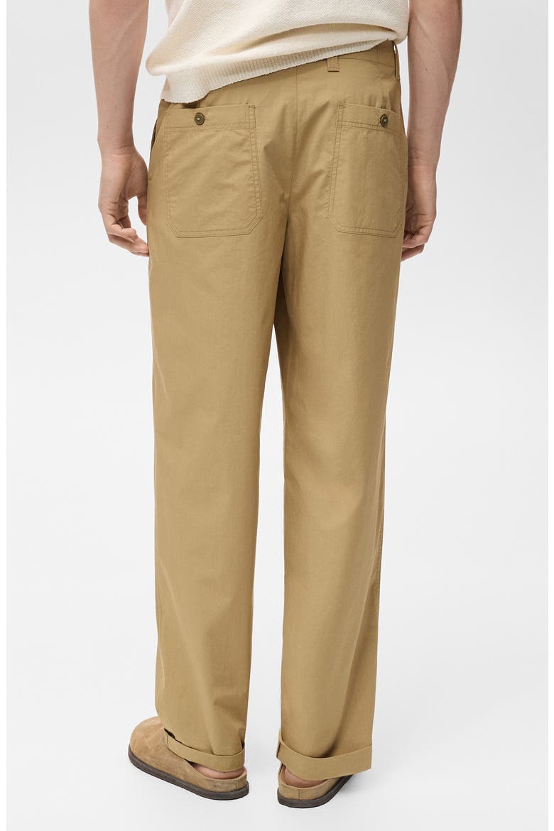 Straight Leg Cotton Pants, Alternate, color, BEIGE