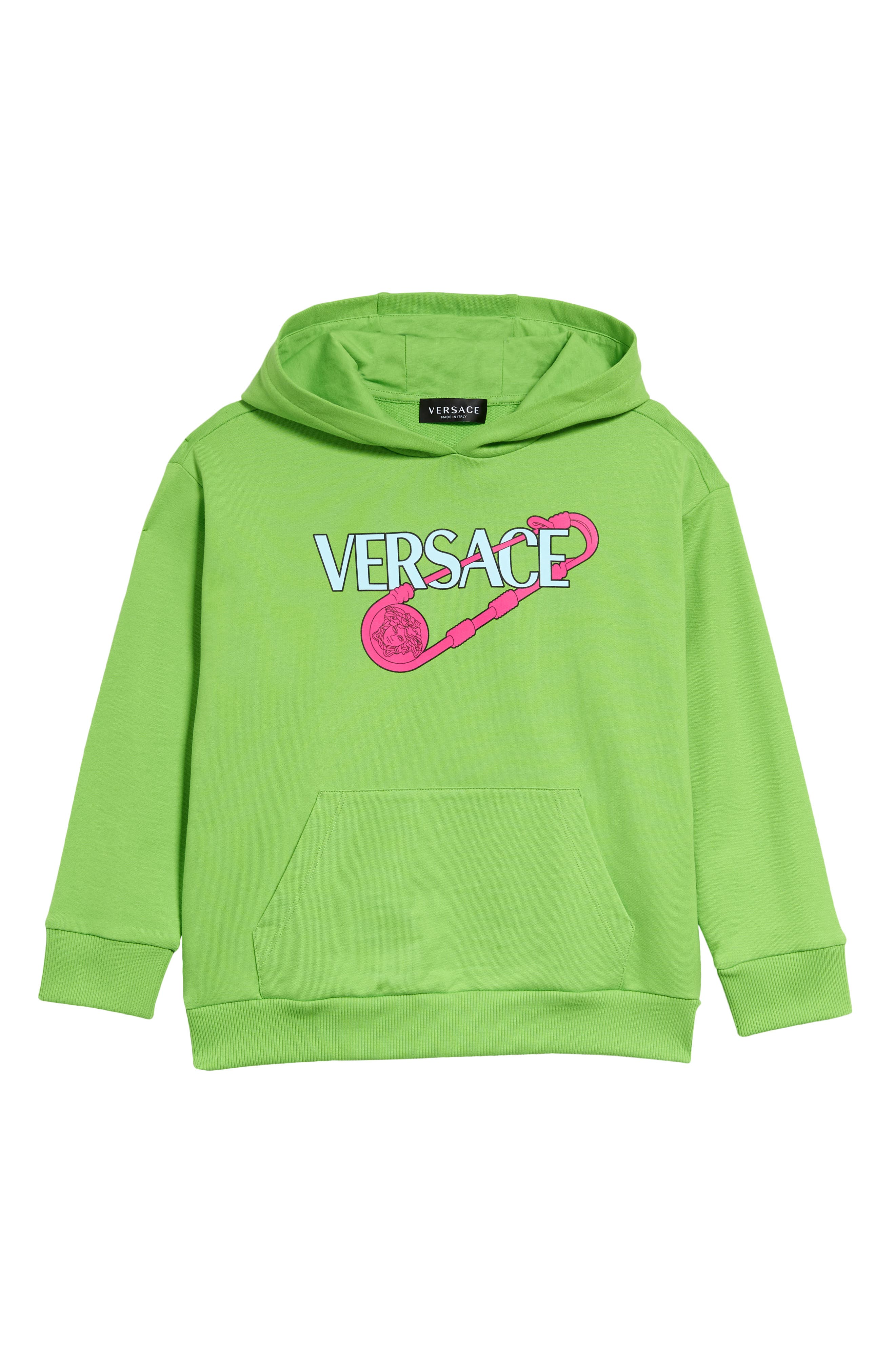 Safe Workload Sign Racking Versace Kids' Safety Pin Logo Graphic Cotton Hoodie | Nordstrom