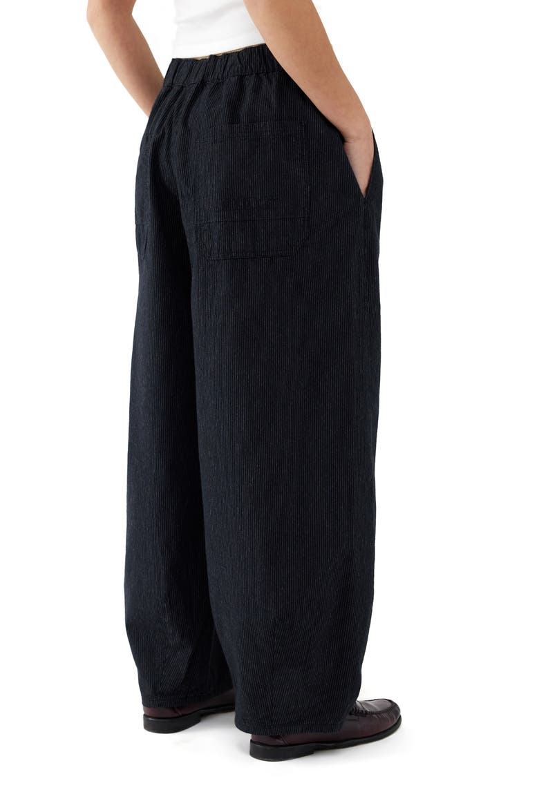 Carter Pinstripe Pull-On Low Rise Baggy Pants, Alternate, color, BLACK