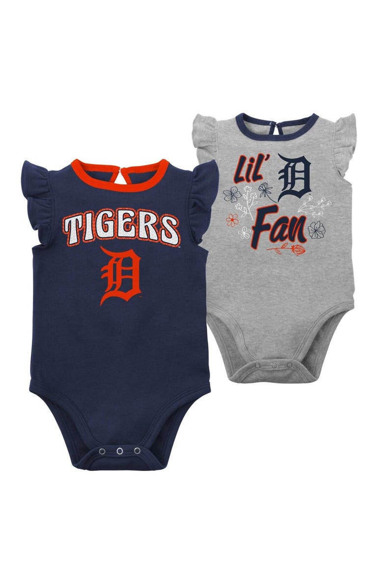 Outerstuff Infant Navy/Heather Gray Detroit Tigers Little Fan Two-Pack Bodysuit Set, Main, color, Navy