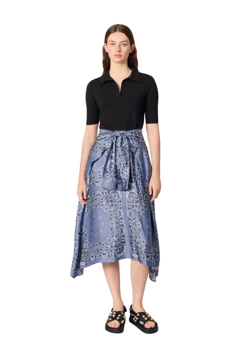 maje Layered-effect patterned dress, Alternate, color,