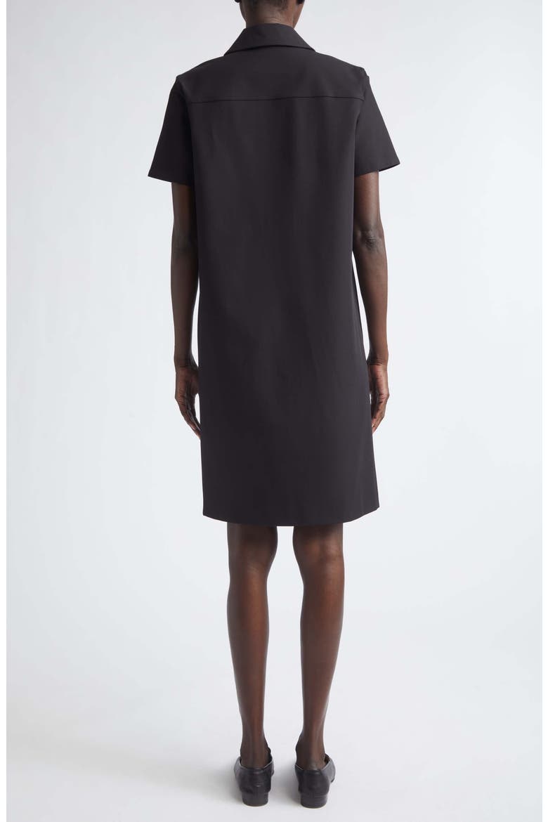 Short Sleeve Twill A-Line Polo Dress, Alternate, color, BLACK
