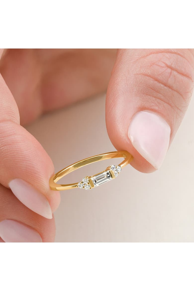 Emerald Diamond Stackable Wedding Ring Women Anniversary Band 14k Gold Lab Grown, Alternate, color, 14k White Gold