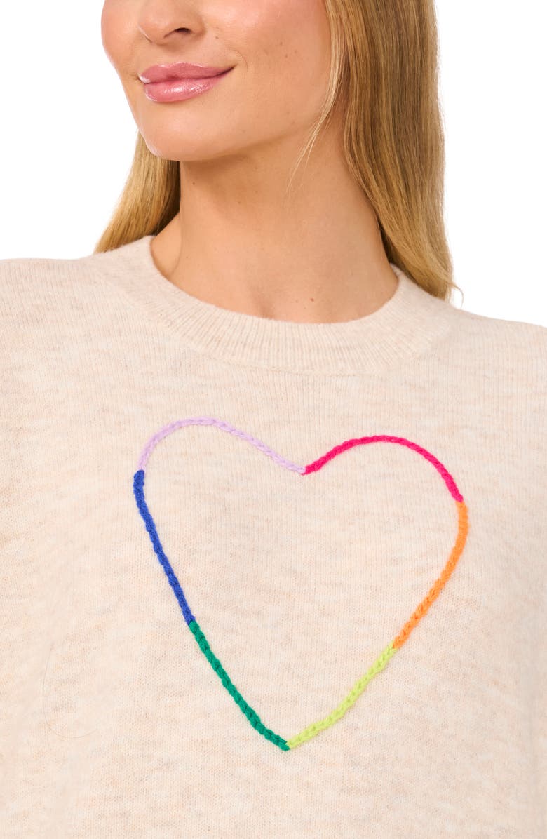 CeCe Heart Embroidered Sweater, Alternate, color, 