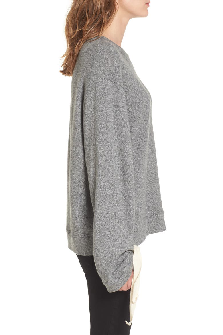 Tie Sleeve Sweater, Alternate, color, DARK HEATHER GREY