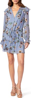 PAIGE Pomello Long Sleeve Silk Minidress