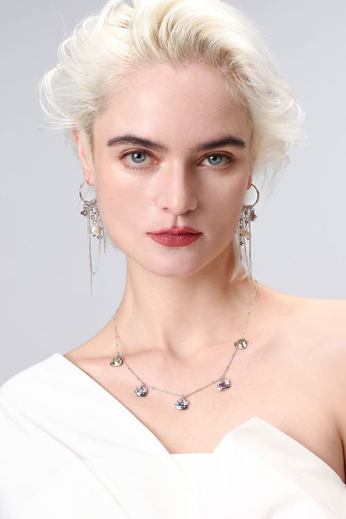 Classicharms Iris Colored Cubic Zirconia Charms Necklace In Metallic