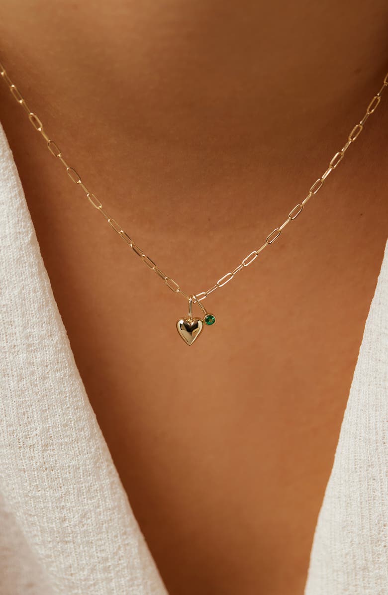 Ana Luisa Heart Necklace - Gold Heart & Stone Necklace, Alternate, color, Gold
