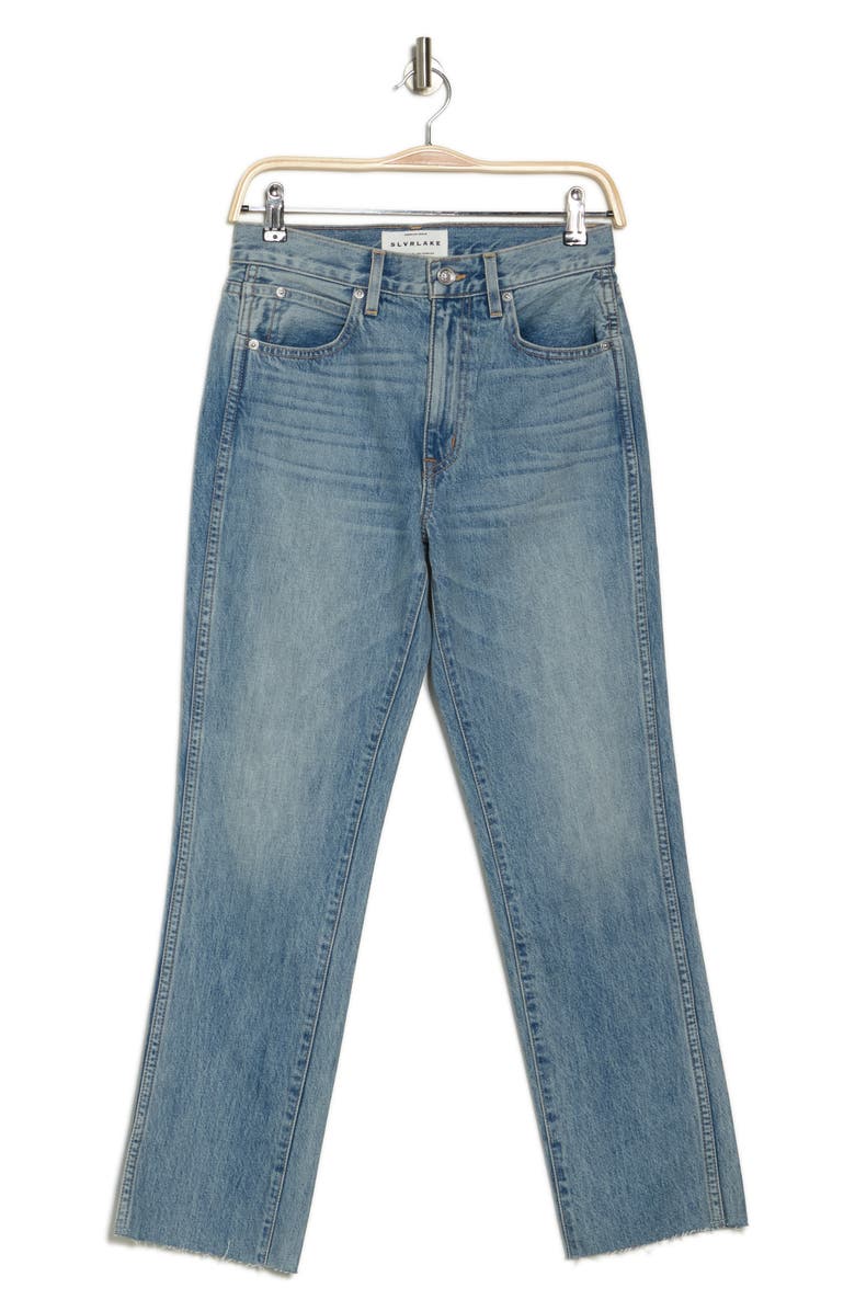 SLVRLAKE Hero High Waist Raw Hem Slim Straight Leg Jeans, Alternate, color, 