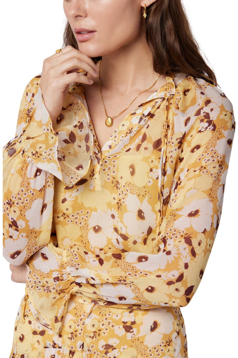 Brigitta Floral Silk Blouse, Alternate, color, AMBER GOLD MULTI