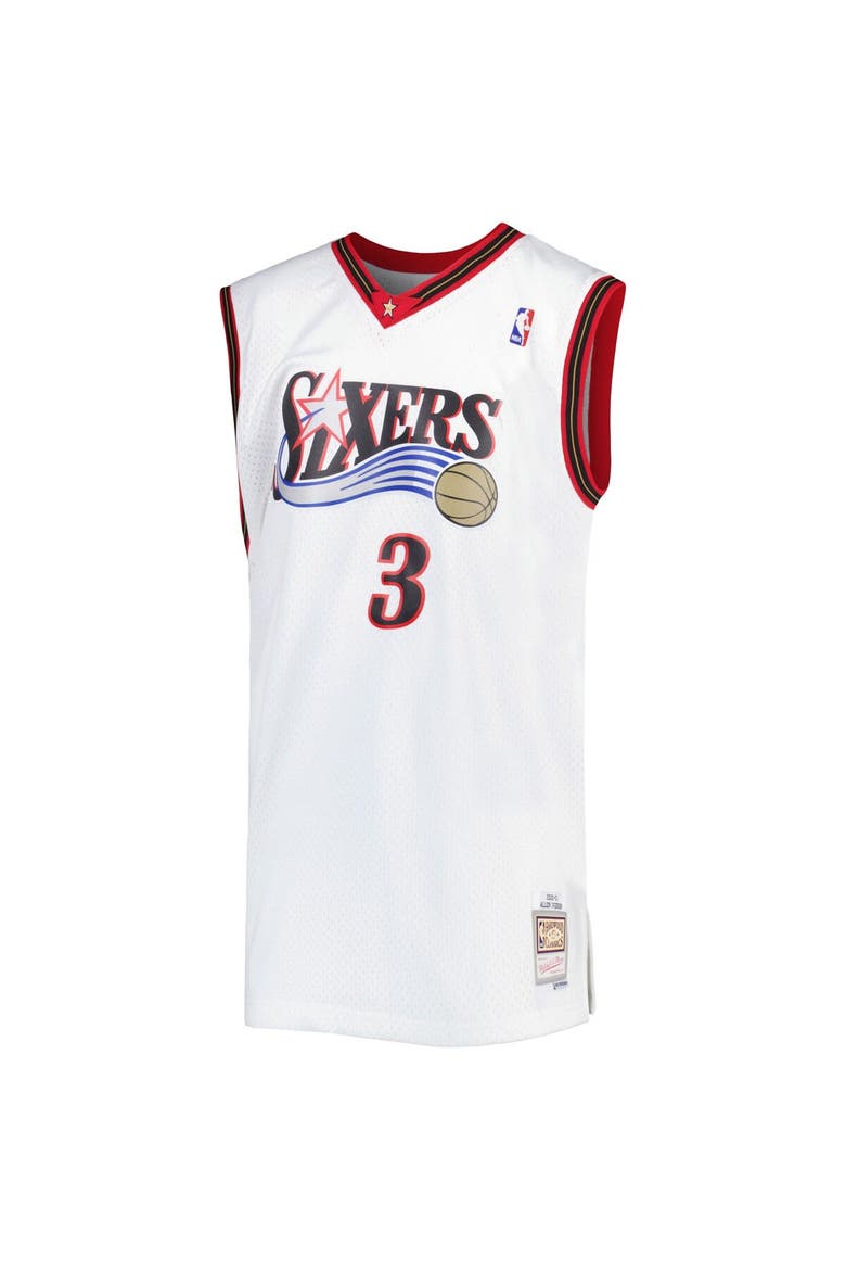 Men's Mitchell & Ness Allen Iverson White Philadelphia 76ers Big & Tall Hardwood Classics 1996/97 Swingman Jersey, Alternate, color, White