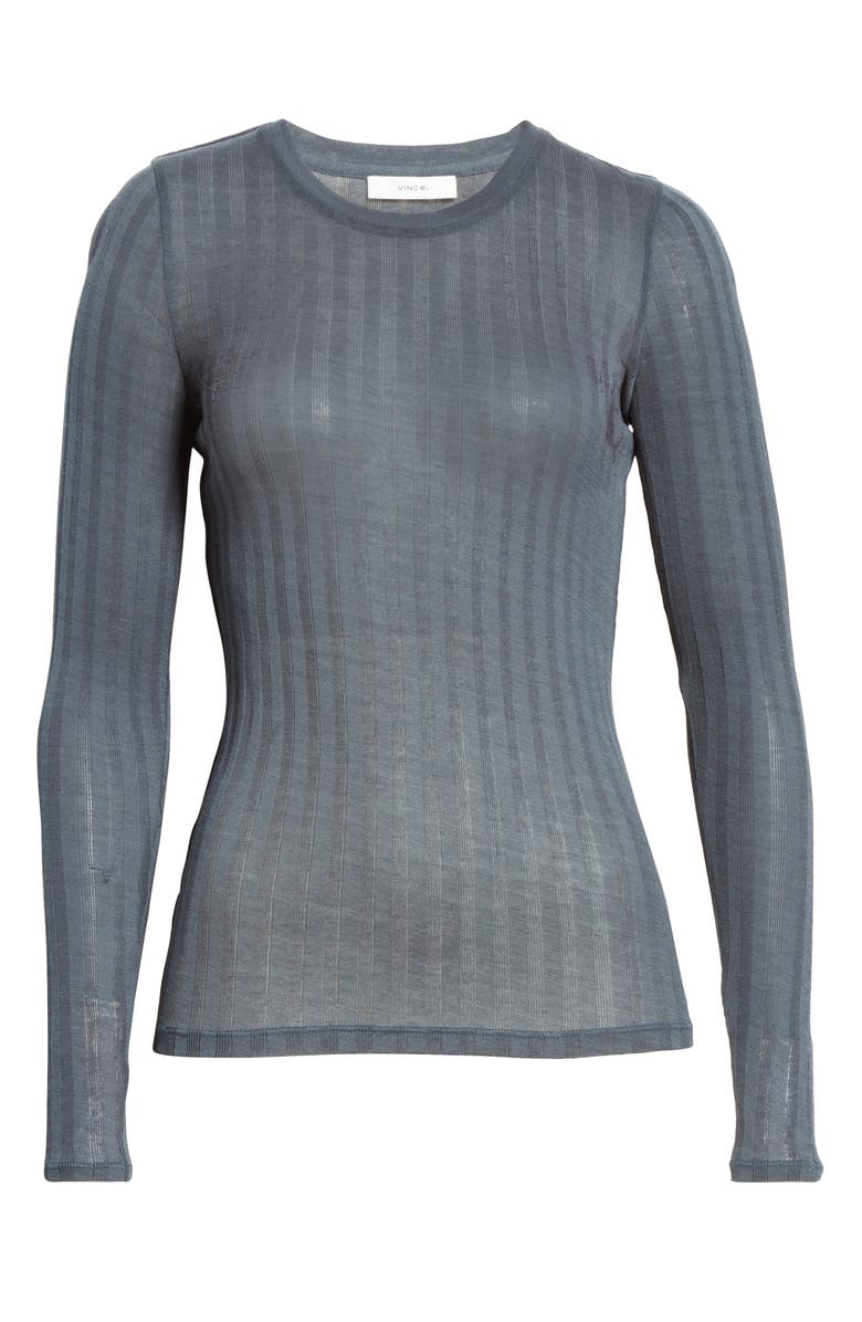 Vince Ribbed Crewneck Cotton Sweater, Alternate, color, 