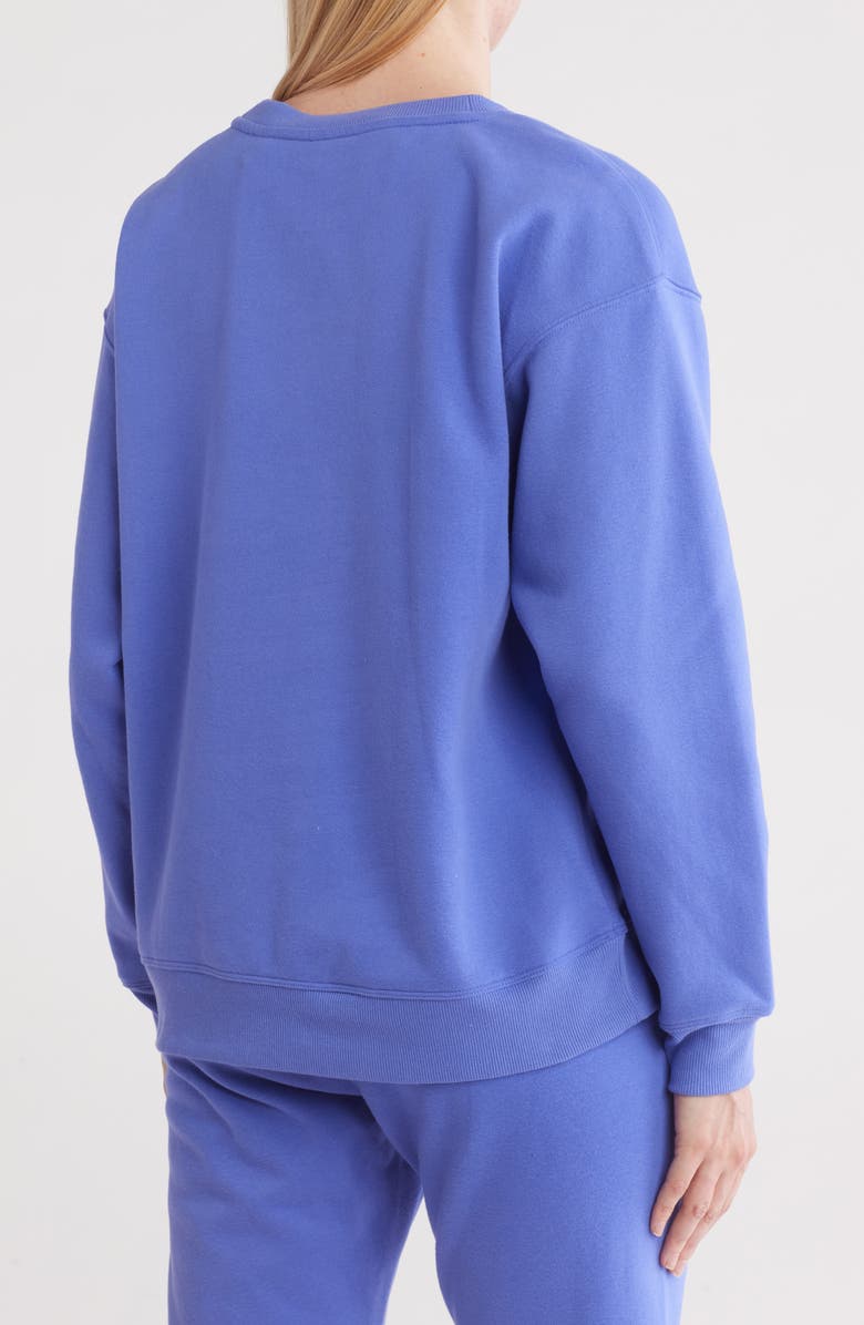 DKNY Embroidered Logo Long Line Crewneck Sweatshirt, Alternate, color, 