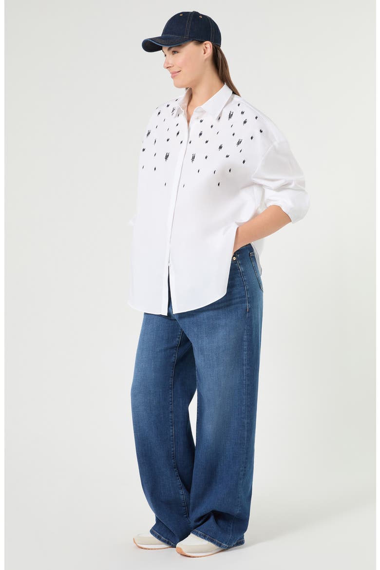 Beaded Long Sleeve Poplin Shirt, Alternate, color, OPTICAL WHITE