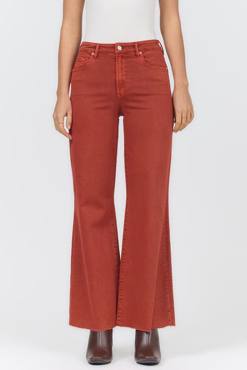 Fiona High Rise Raw Hem Wide Leg Jeans