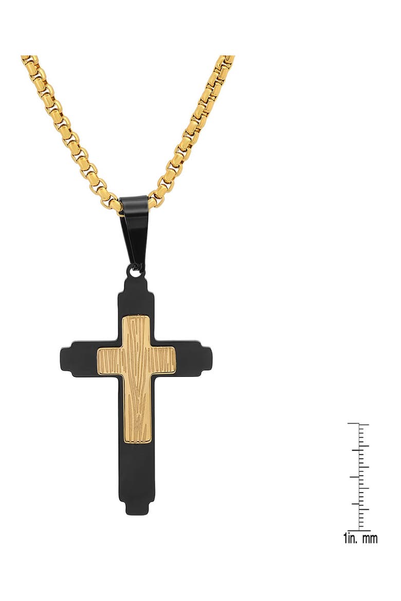 Men's 18k Gold Plated Two Tone Cross Pendant Necklace, Alternate, color, GOLD