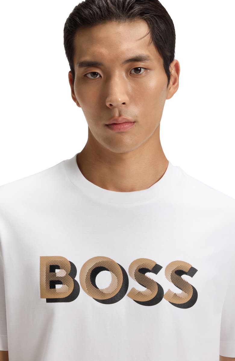 BOSS Thompson Cotton Logo Graphic T-Shirt, Alternate, color, White
