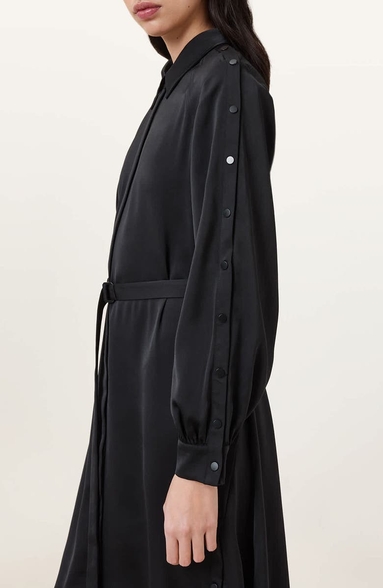 AllSaints Lexi Long Sleeve High-Low Shirtdress, Alternate, color, Steel Blue