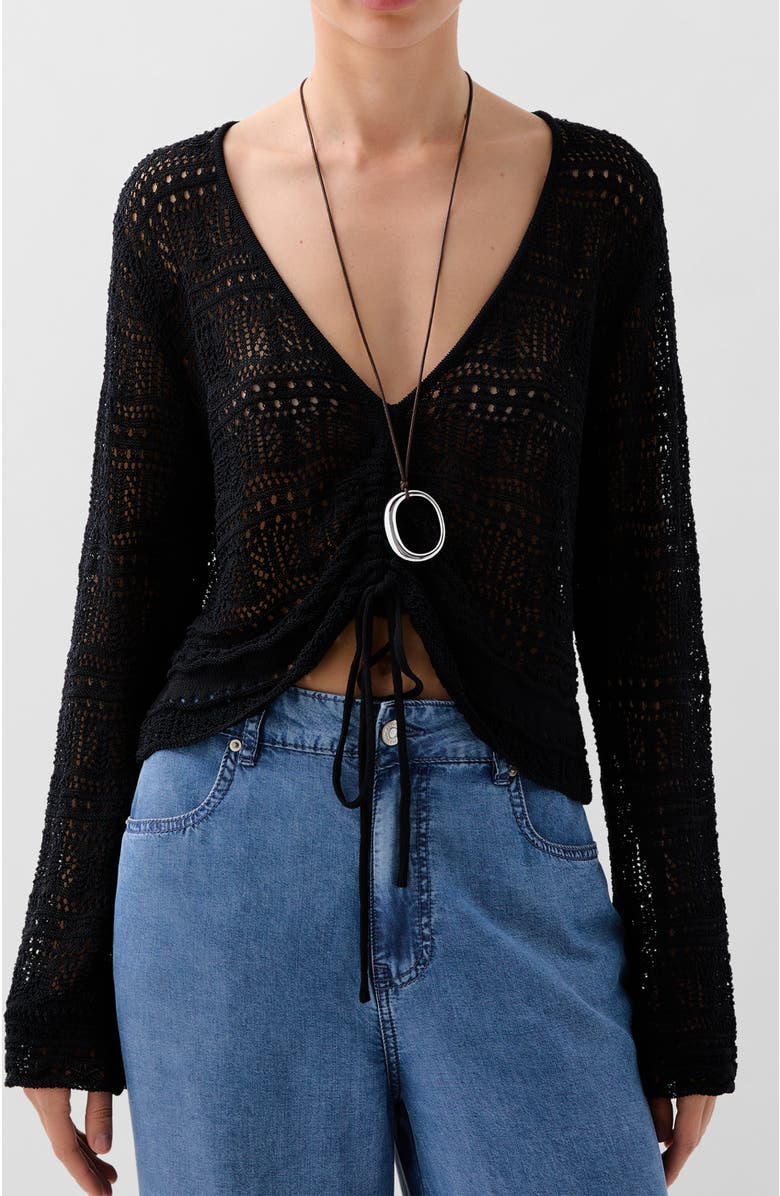 Scalpers Front Pointelle Jumper, Main, color, Black