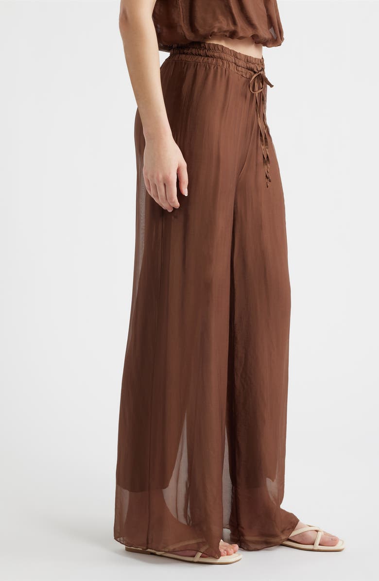 DELUC Strada Wide Leg Drawstring Pants, Alternate, color, Chocolate