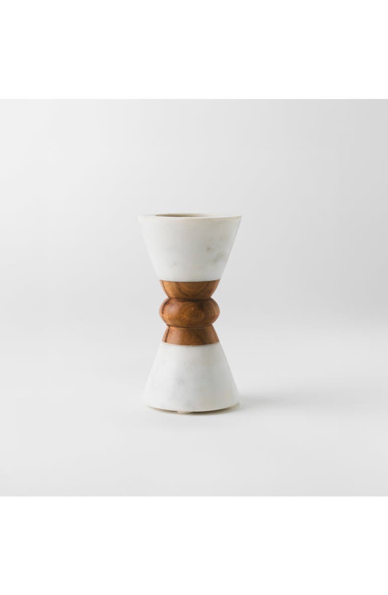 Mela Artisans Heirloom Marble & Acacia Candleholders, Alternate, color, White