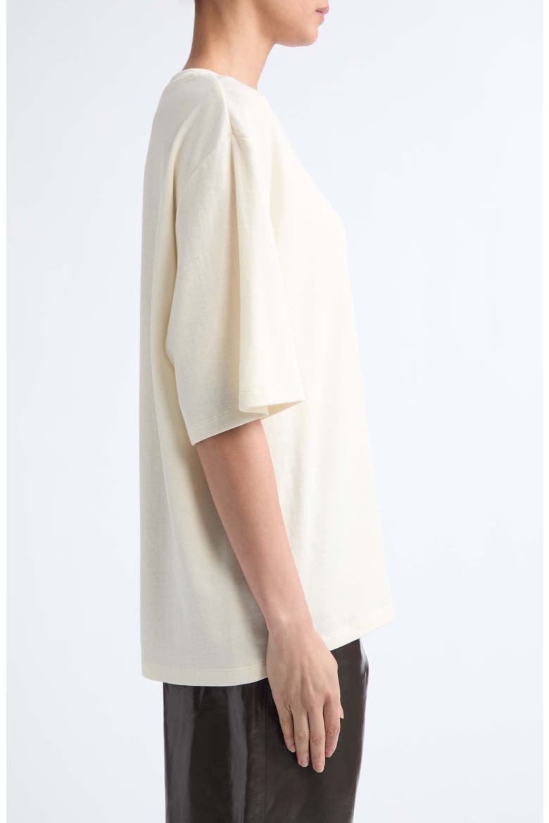 Oversize Cotton & Wool Blend T-Shirt, Alternate, color, CREAM