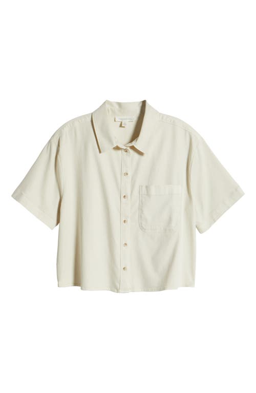 Treasure & Bond Boxy Short Sleeve Crop Button-up Shirt In Ivory Dove