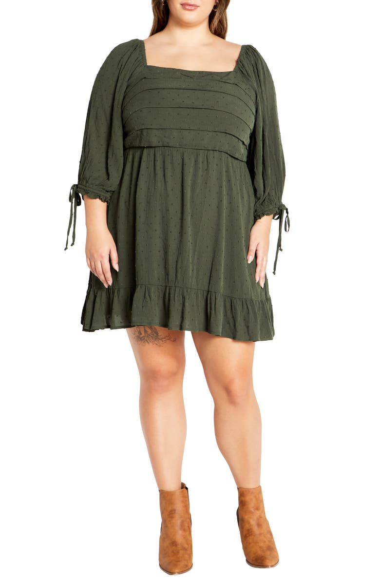 City Chic Allegra Balloon Sleeve Fit & Flare Dress, Main, color, 