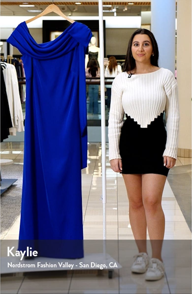 One-Shoulder Bow Detail Crepe Gown, sales video thumbnail