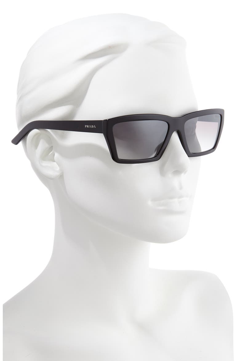 59mm Rectangle Sunglasses, Alternate, color, BLACK/ SILVER GRAD MIRROR