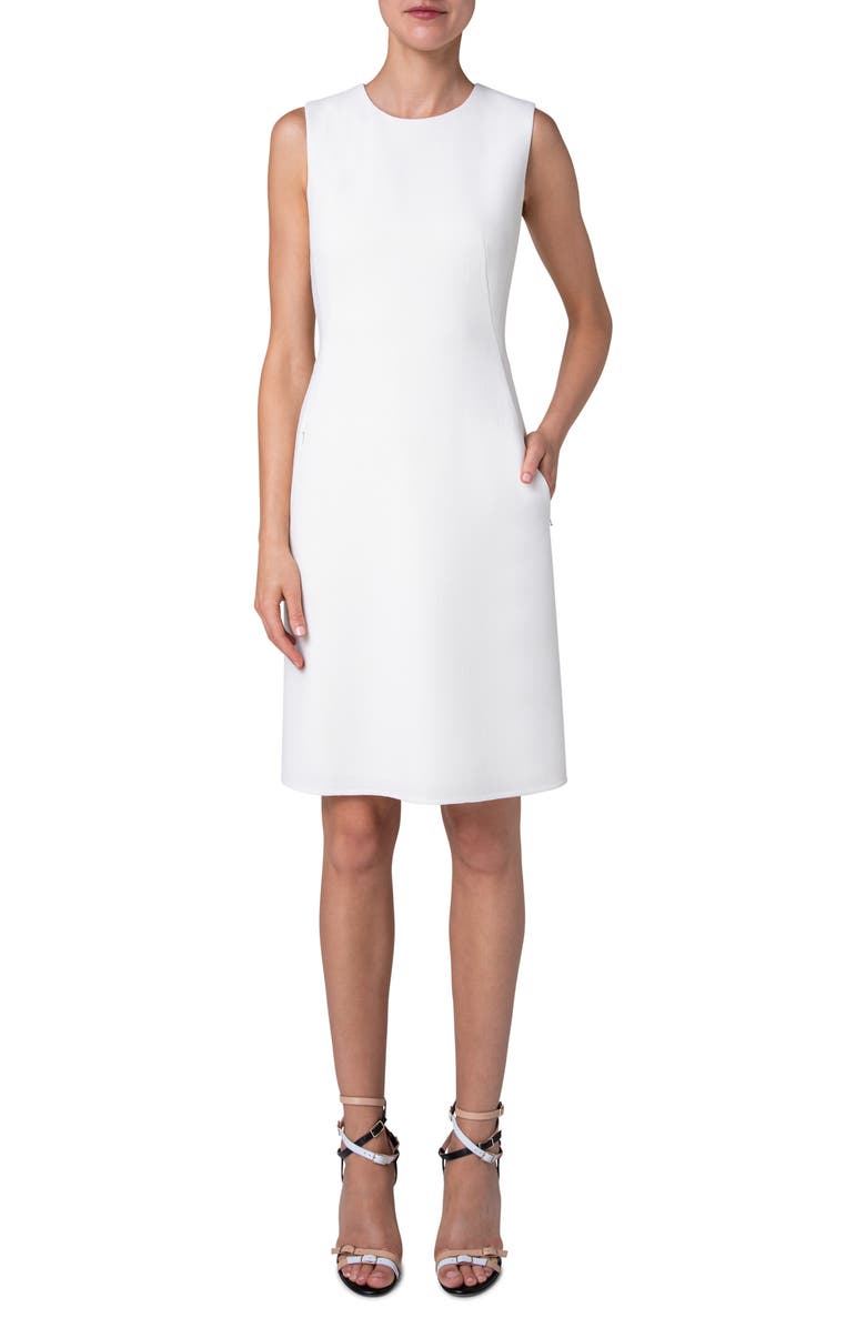 Akris Sleeveless Double Face Wool Crepe Sheath Dress, Main, color, 