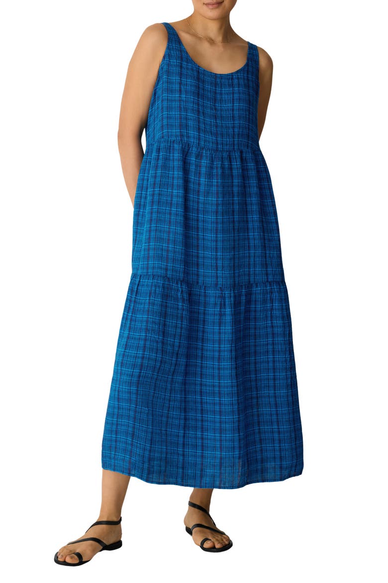 Sleeveless Scoop Neck Organic Cotton Dress, Main, color, DEEP DIVE