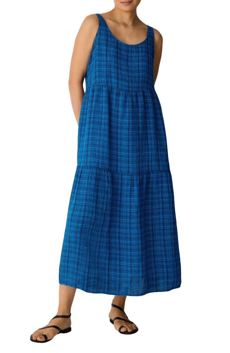 Eileen Fisher Sleeveless Scoop Neck Organic Cotton Dress, Main, color,